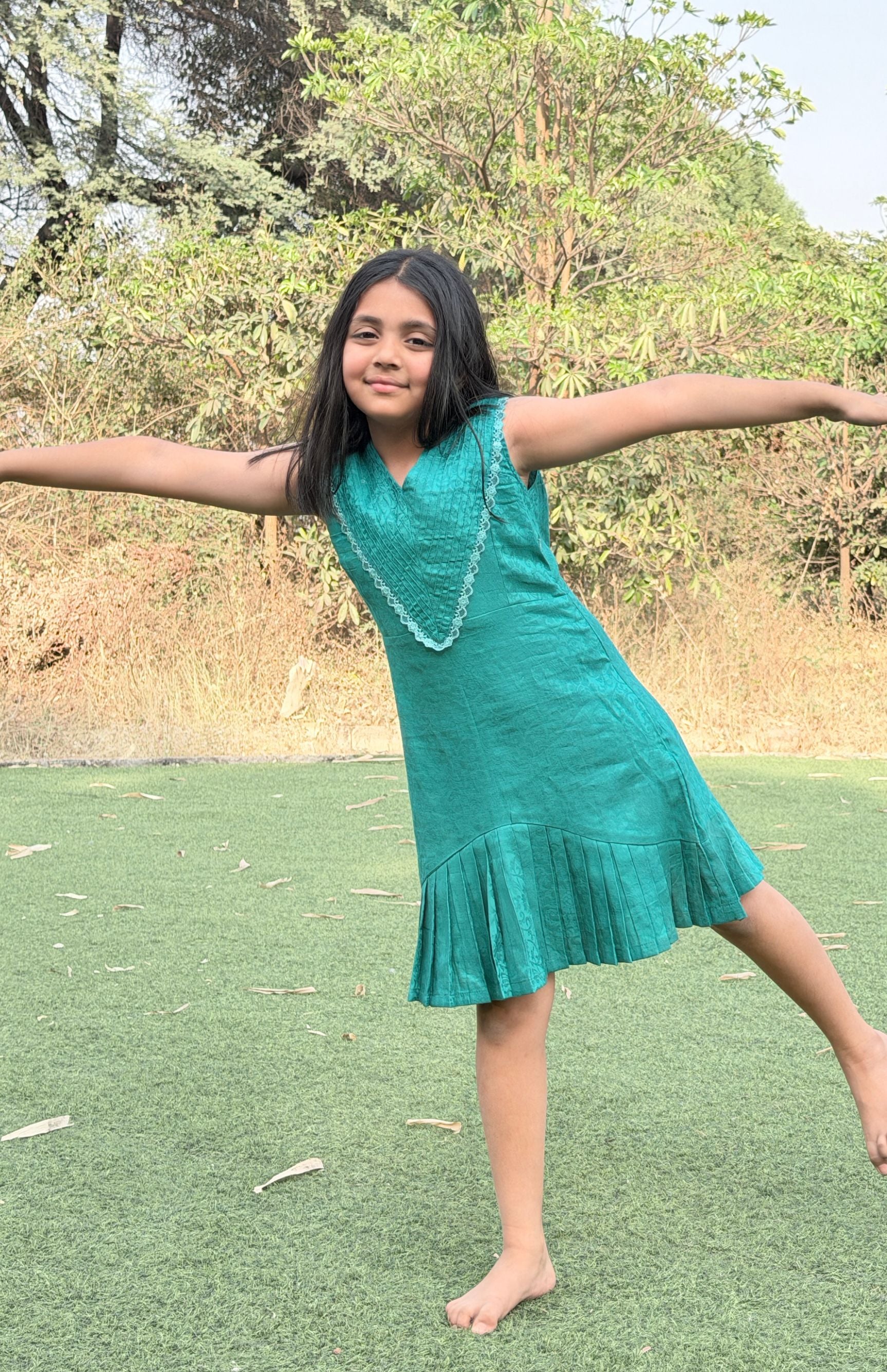 Emerald Grace Jacquard Dress