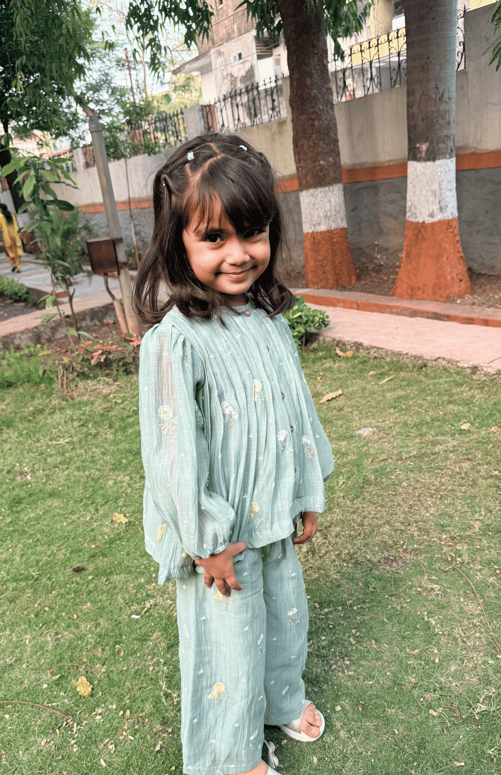 Whispering Blooms Mul Chanderi Co-Ord Set for Girls