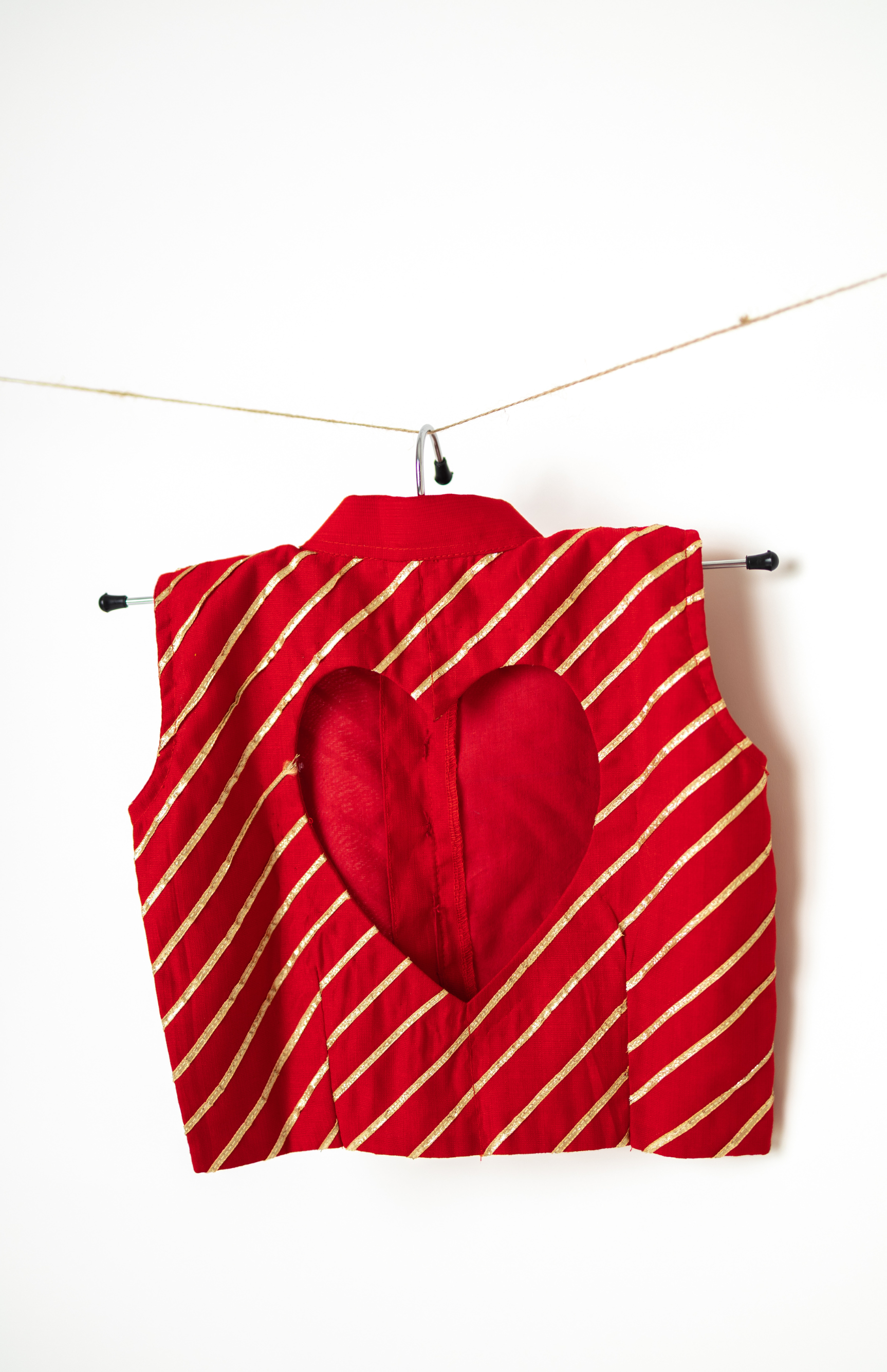 Red Heart-Back crop top & Printed Skirt Set