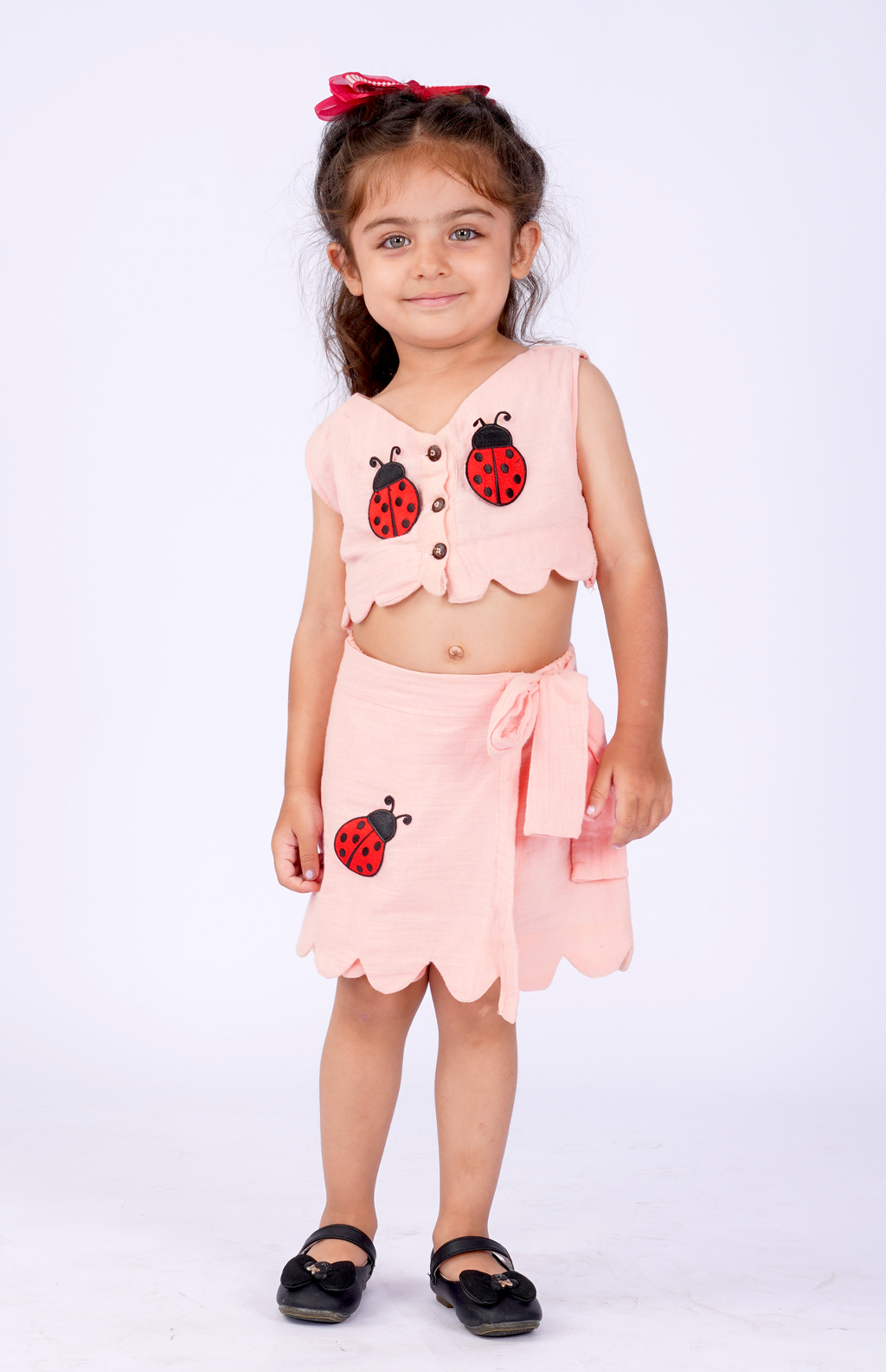 Peach Ladybug Scallop Co-ord Set