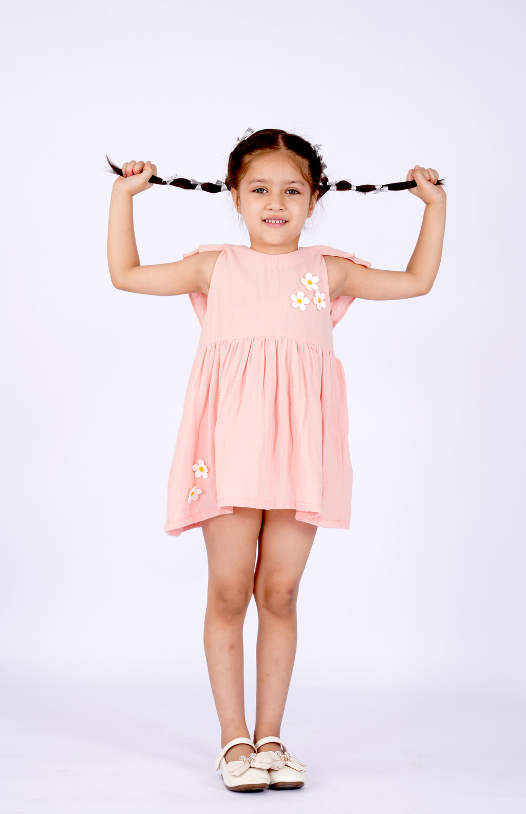 Peach Flutter Daisy Dress