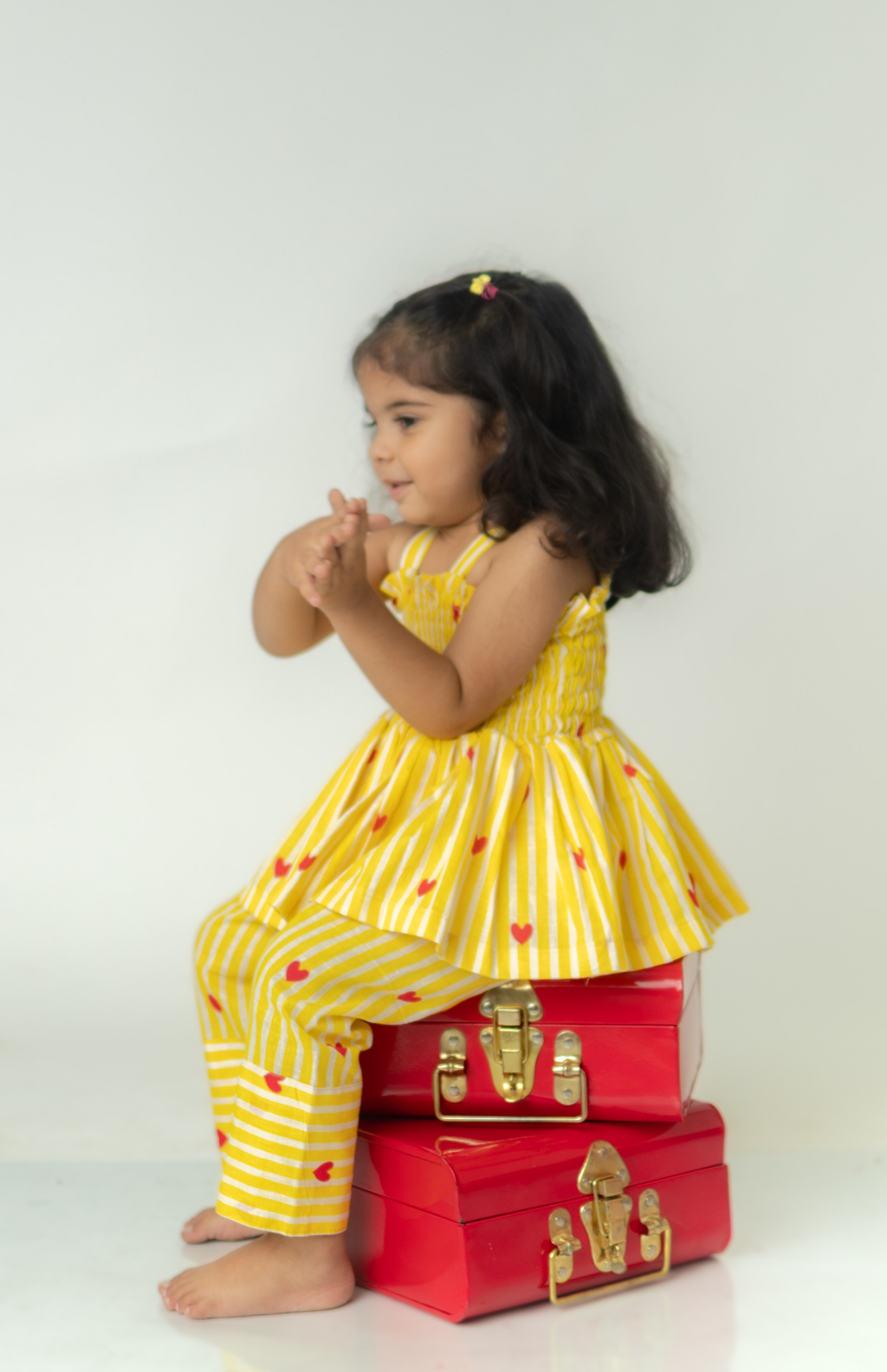 Bright Yellow Smocked Top & Pants Set