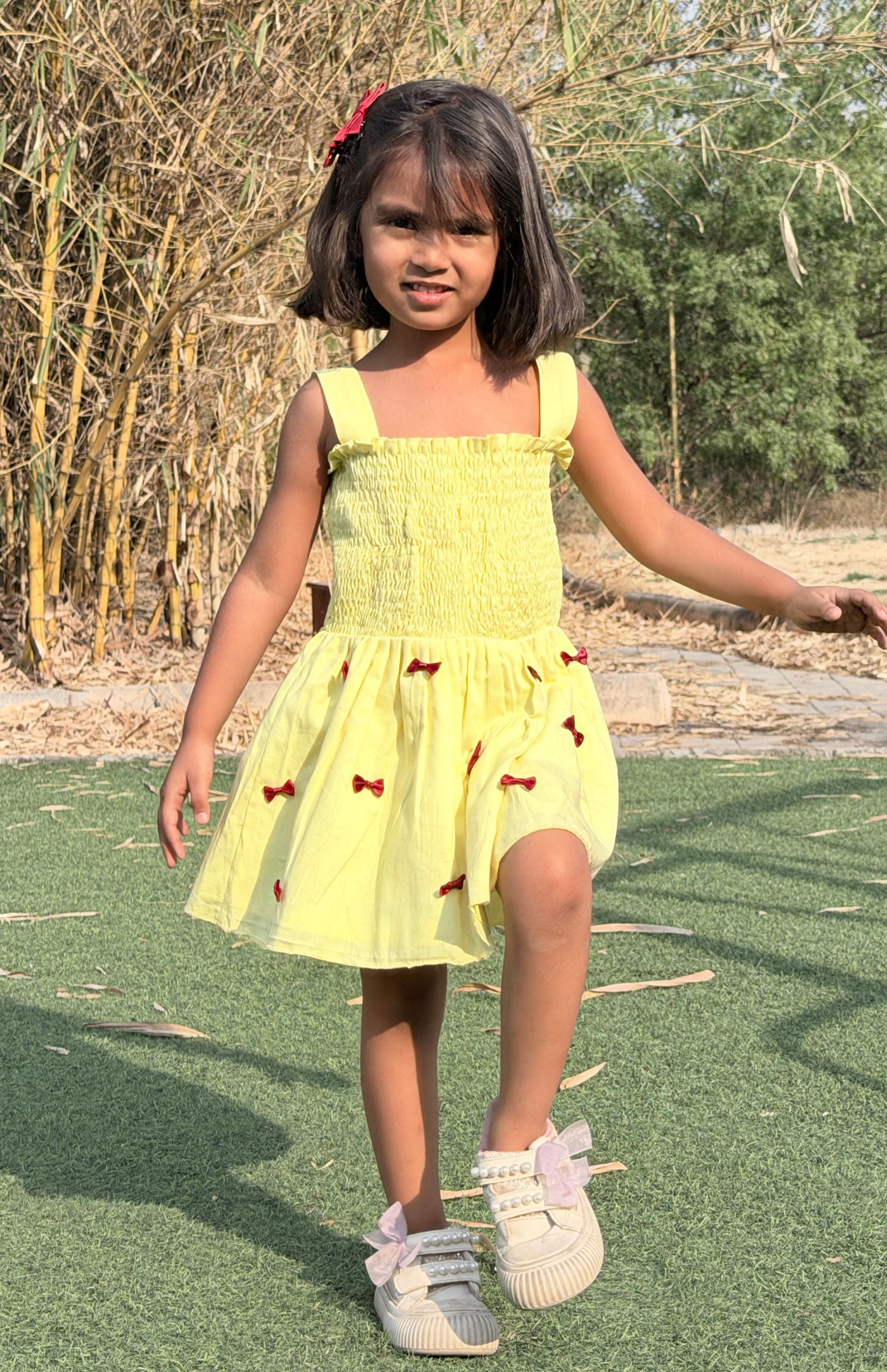 Lemon Twirl Bow Dress