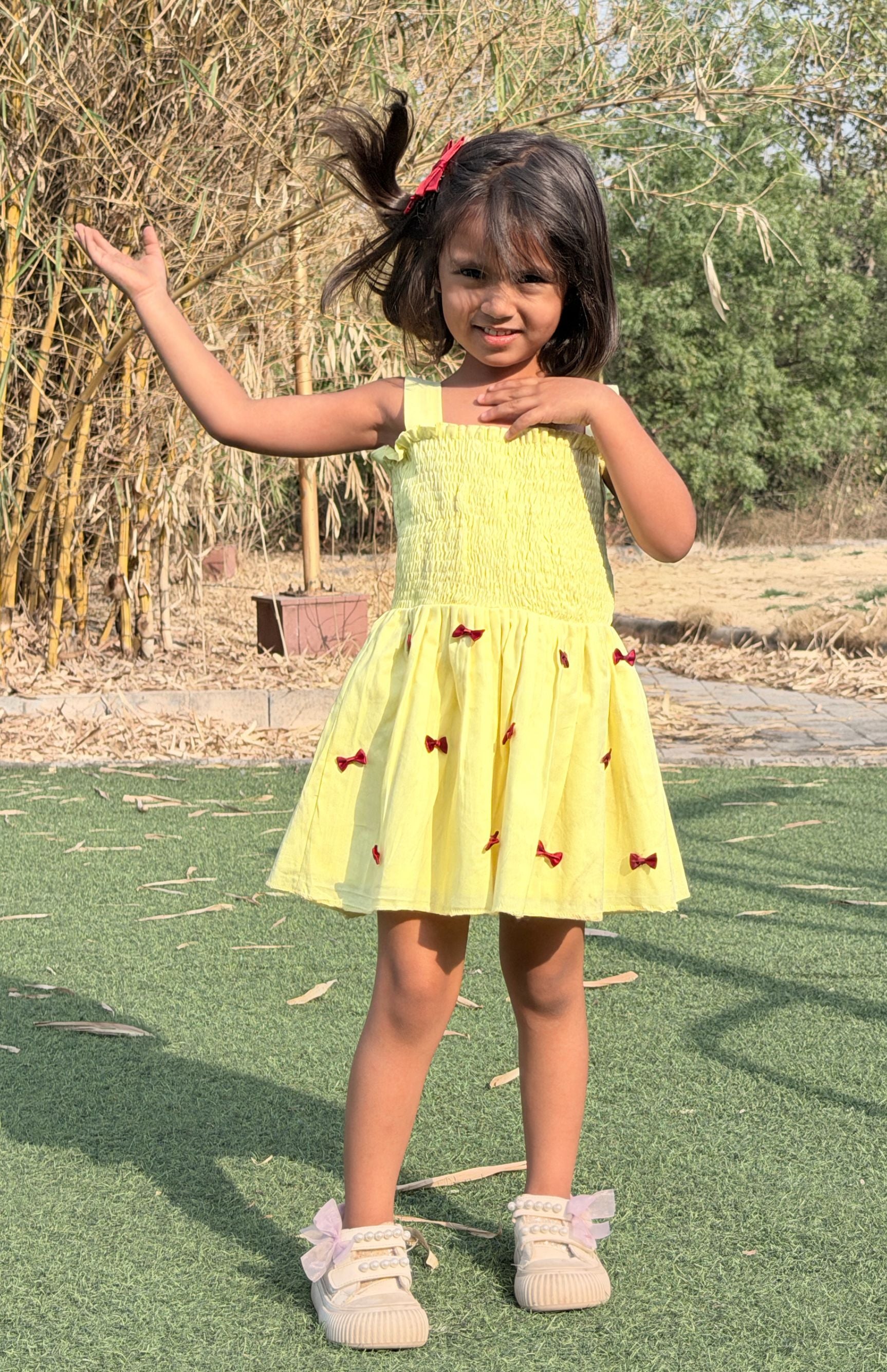 Lemon Twirl Bow Dress