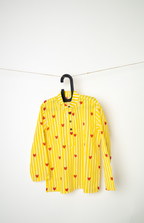 Yellow Striped Heart-Print Kids Kurta