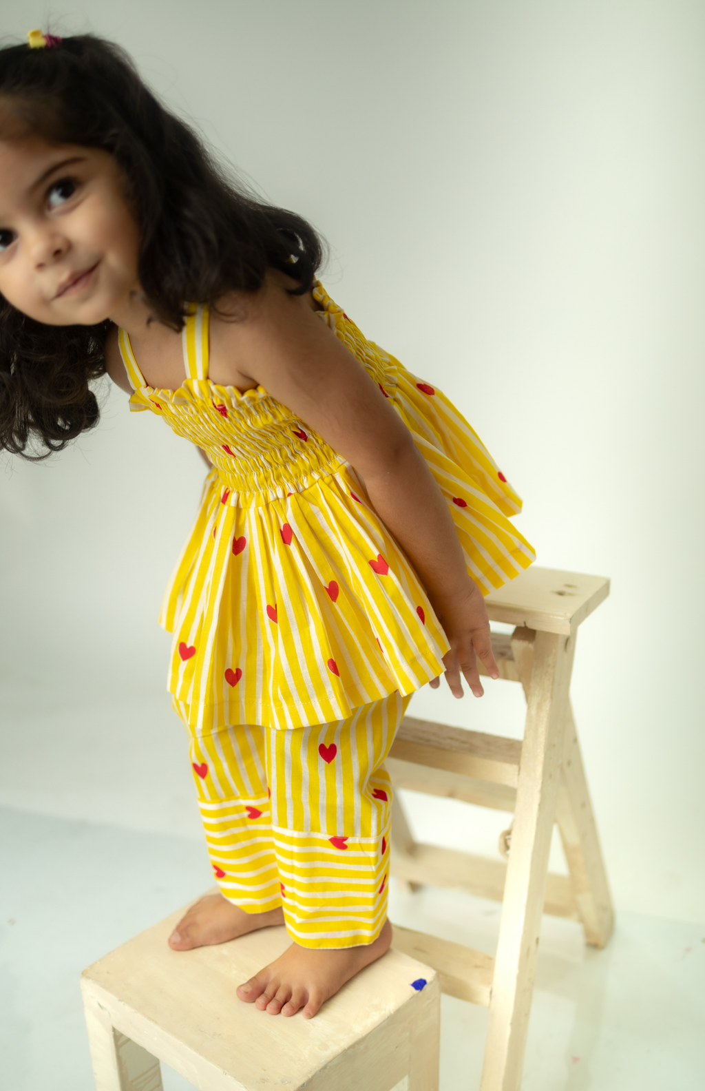 Bright Yellow Smocked Top & Pants Set