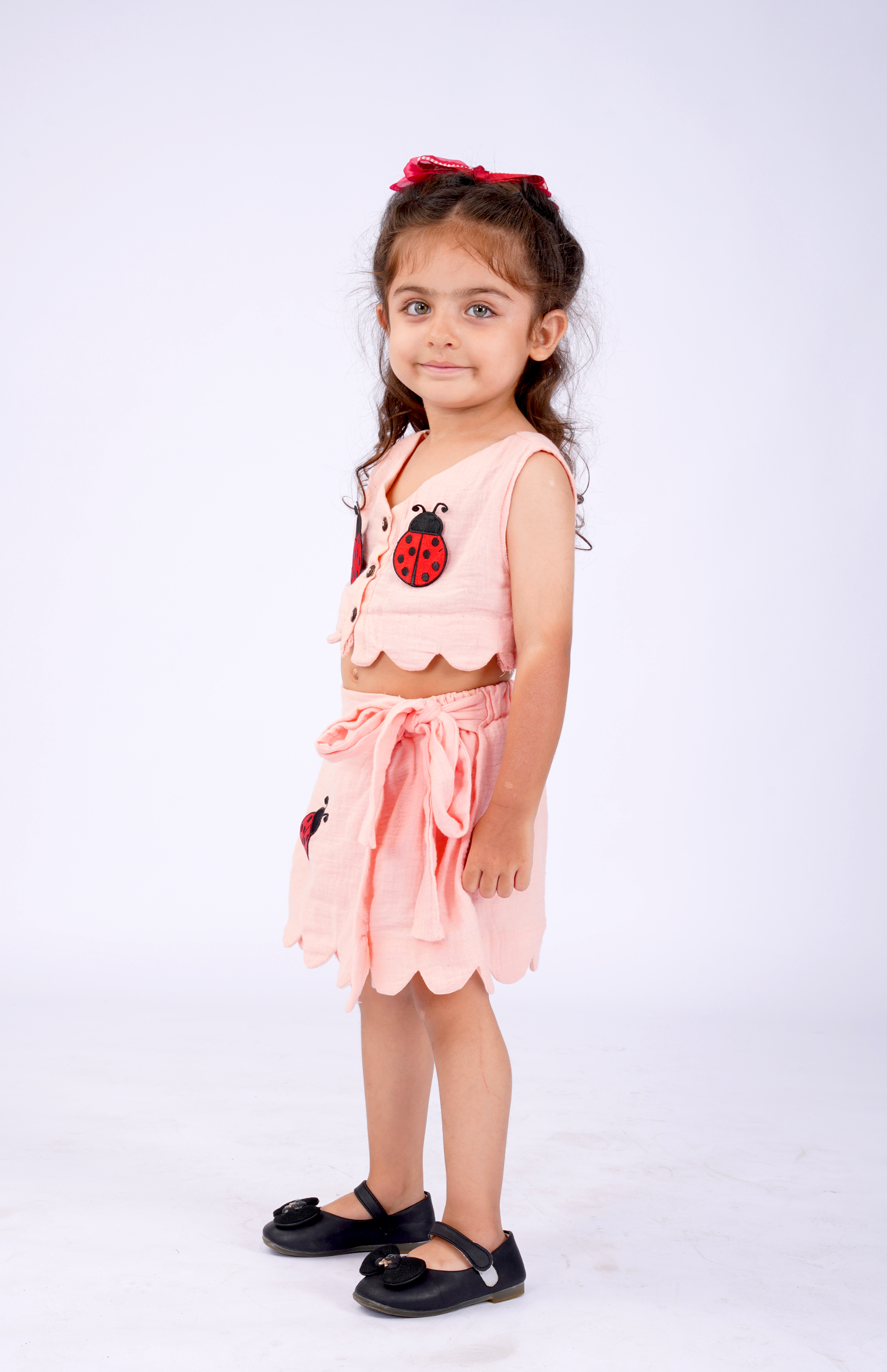 Peach Ladybug Scallop Co-ord Set