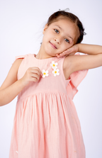 Peach Flutter Daisy Dress