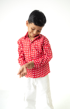 Red Gingham Check Boys Shirt