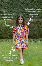 Multicolor Abstract rainbow-Sleeve Dress