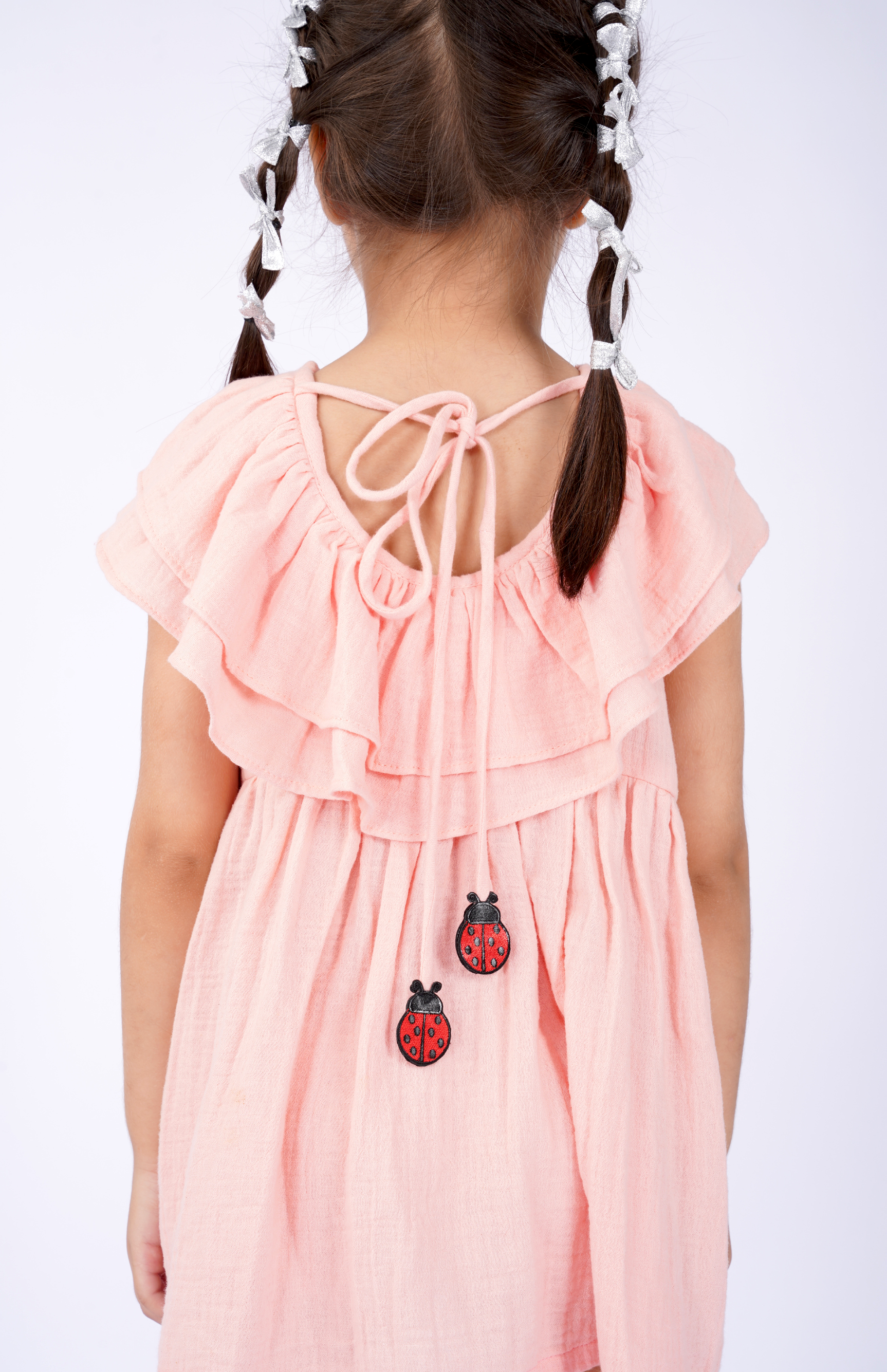 Peach Flutter Daisy Dress