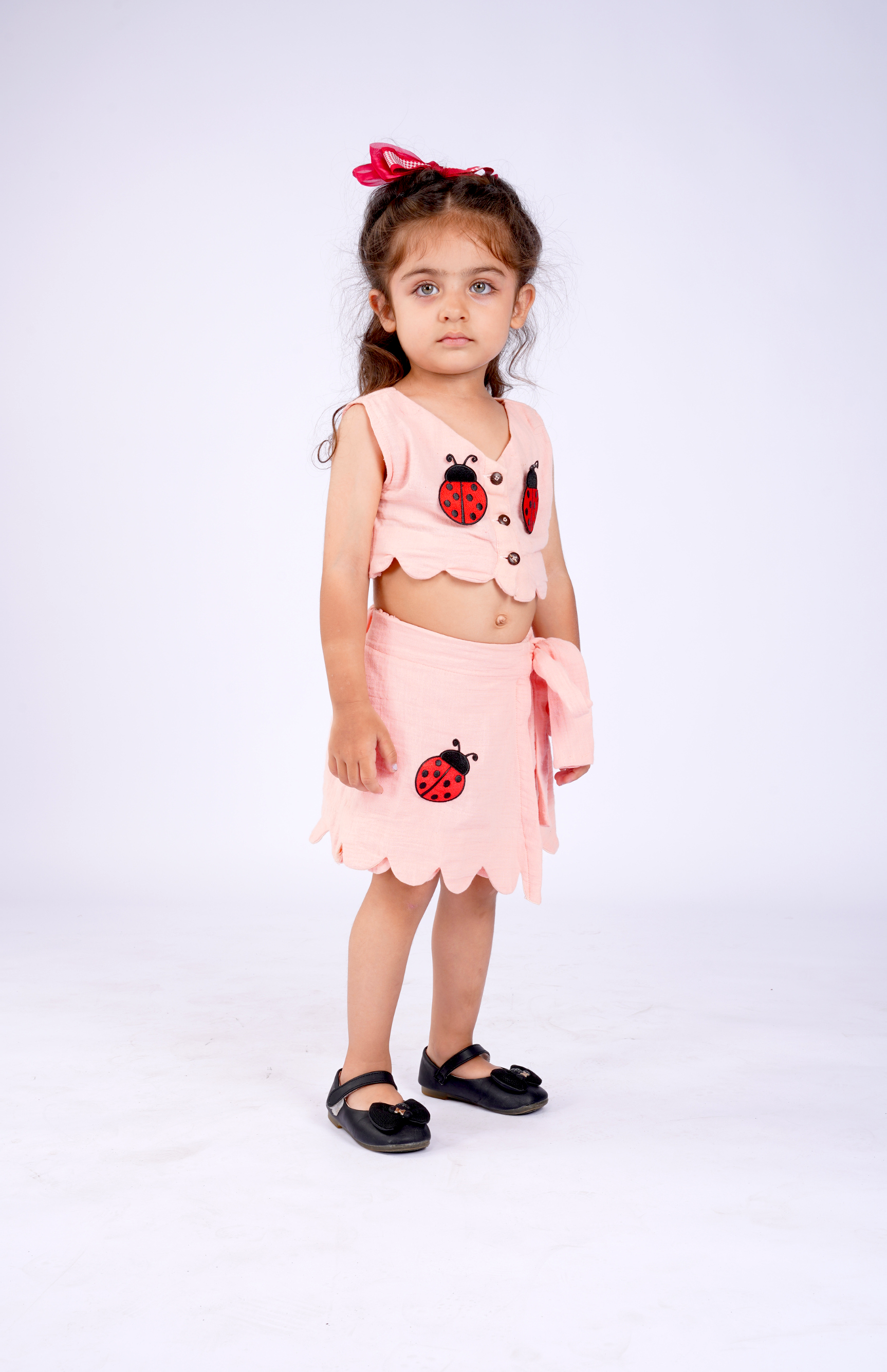 Peach Ladybug Scallop Co-ord Set