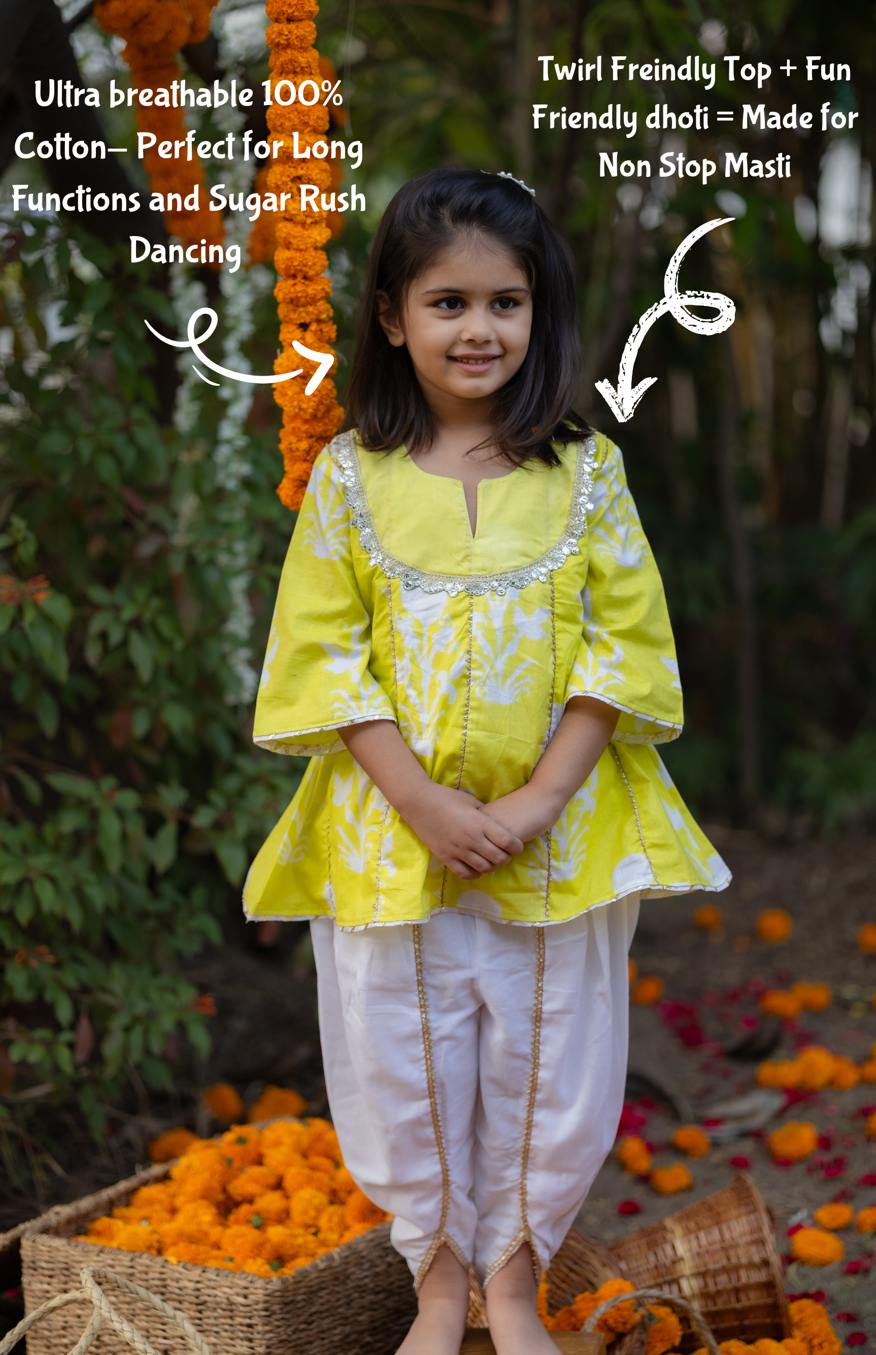 Yellow Twirl-Ready Kurti & Tulip pant Set