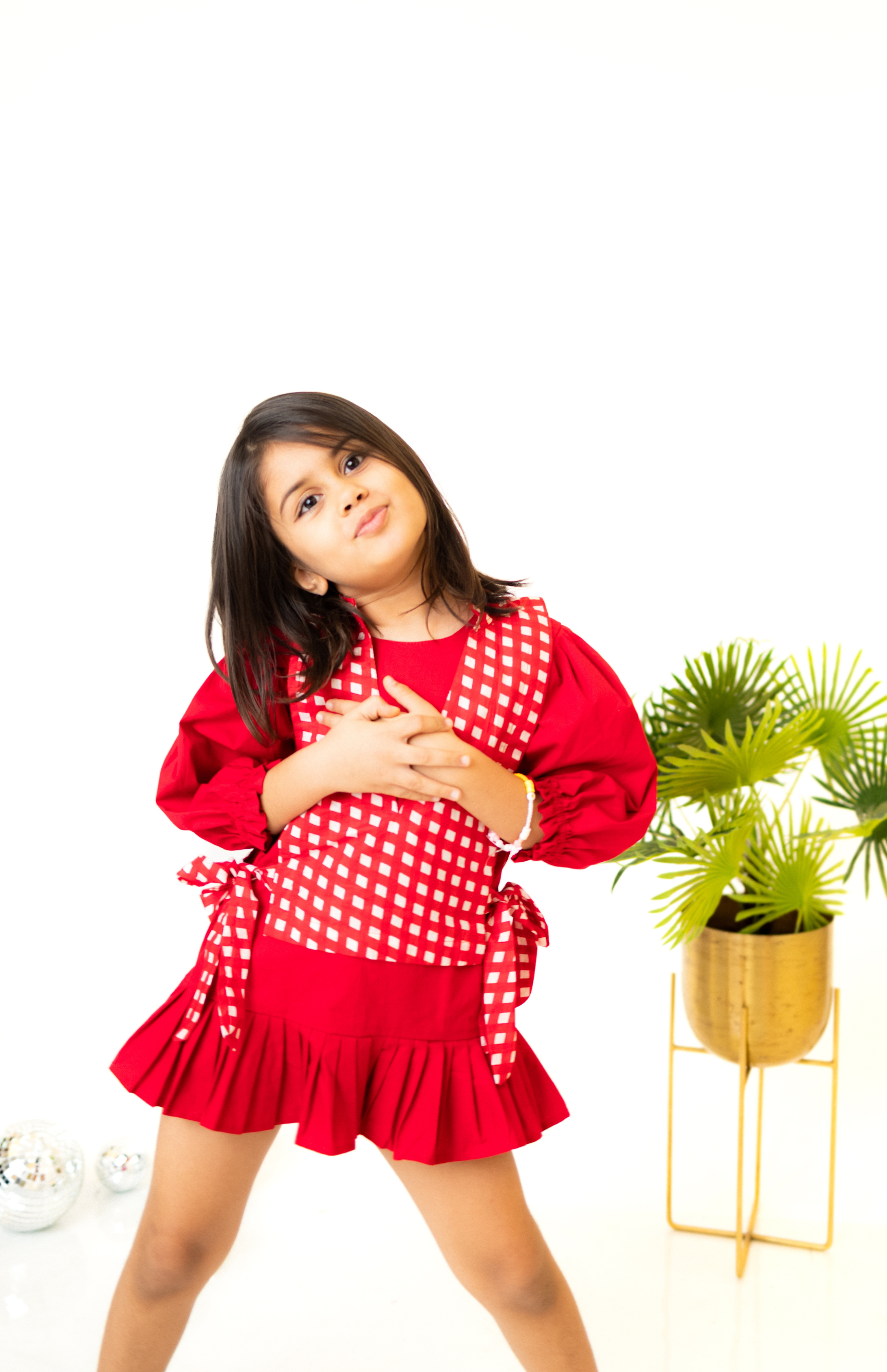 Red Gingham Playful Party Dress