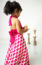 Pink Floral Co-Ord Set for Girls - Halter Top & Wide-Leg Pants