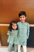 Mint Meadow Floral Mul Chanderi Kurta for Boys