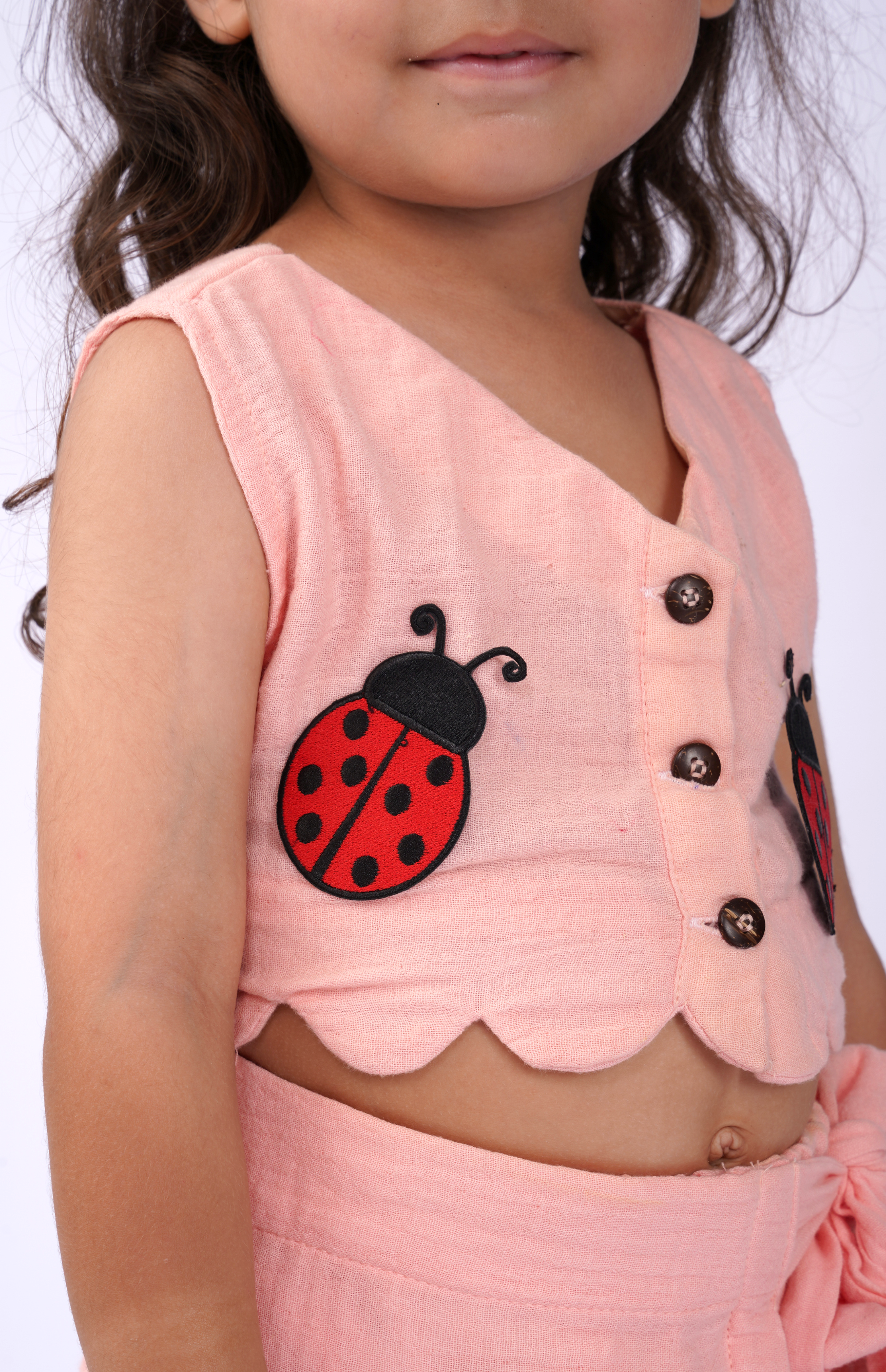 Peach Ladybug Scallop Co-ord Set