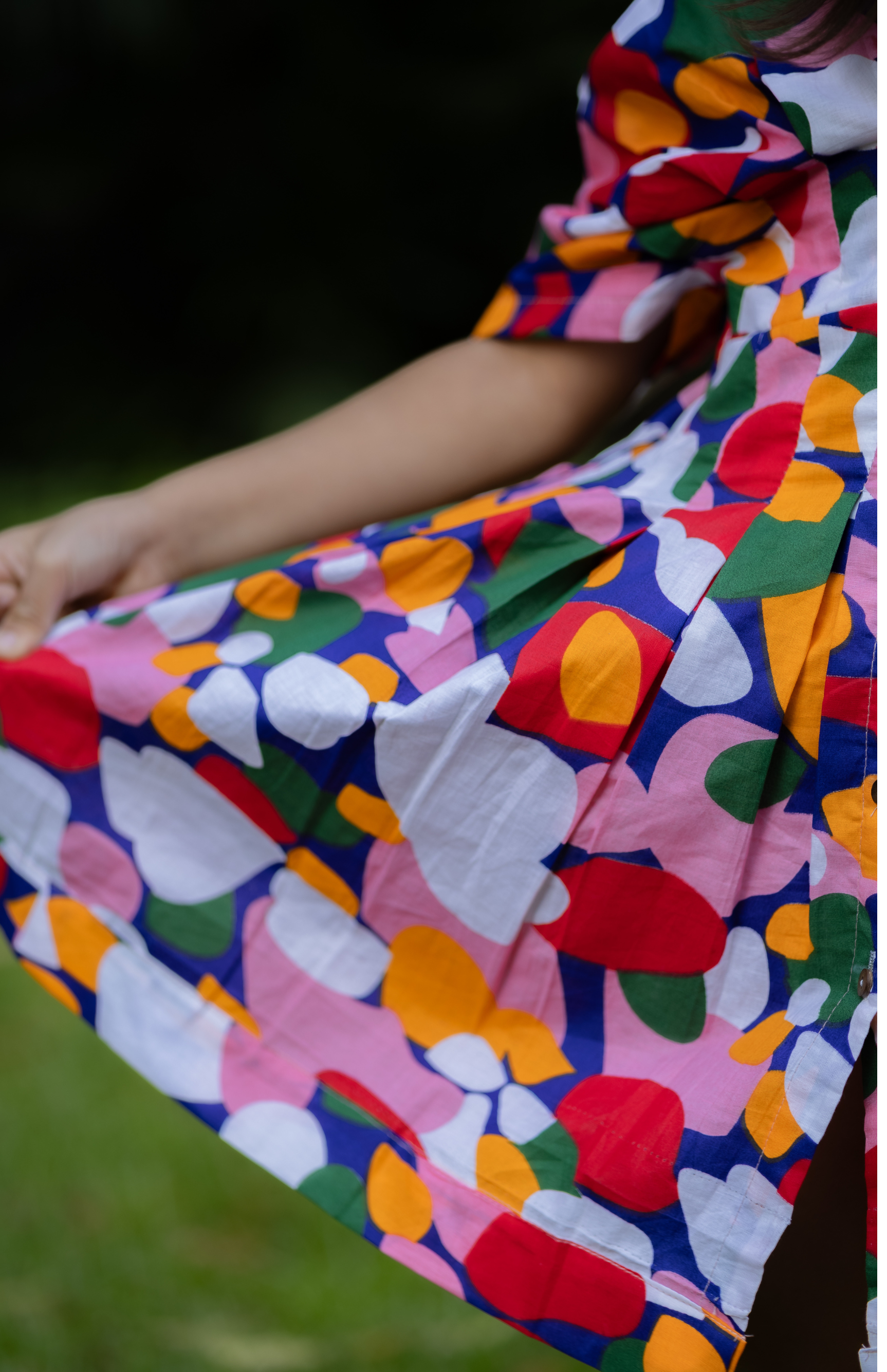 Multicolor Abstract rainbow-Sleeve Dress