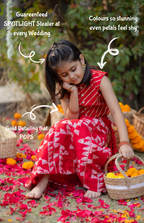 Red Heart-Back crop top & Printed Skirt Set