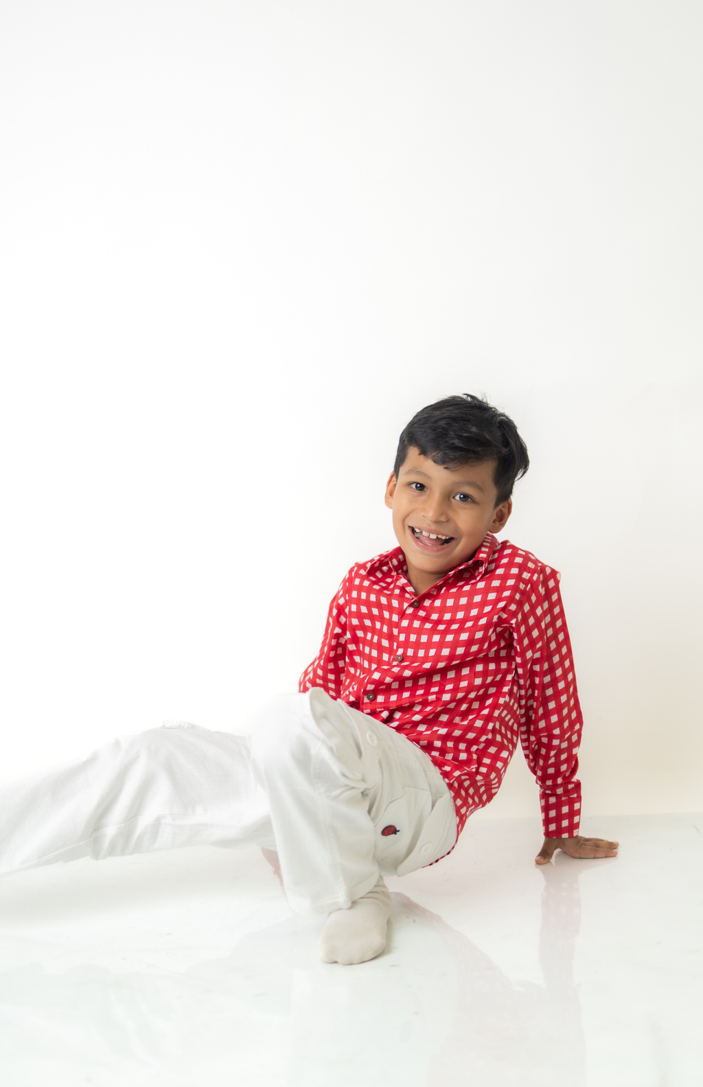 Red Gingham Check Boys Shirt