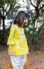 Yellow Twirl-Ready Kurti & Tulip pant Set