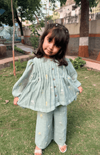 Whispering Blooms Mul Chanderi Co-Ord Set for Girls