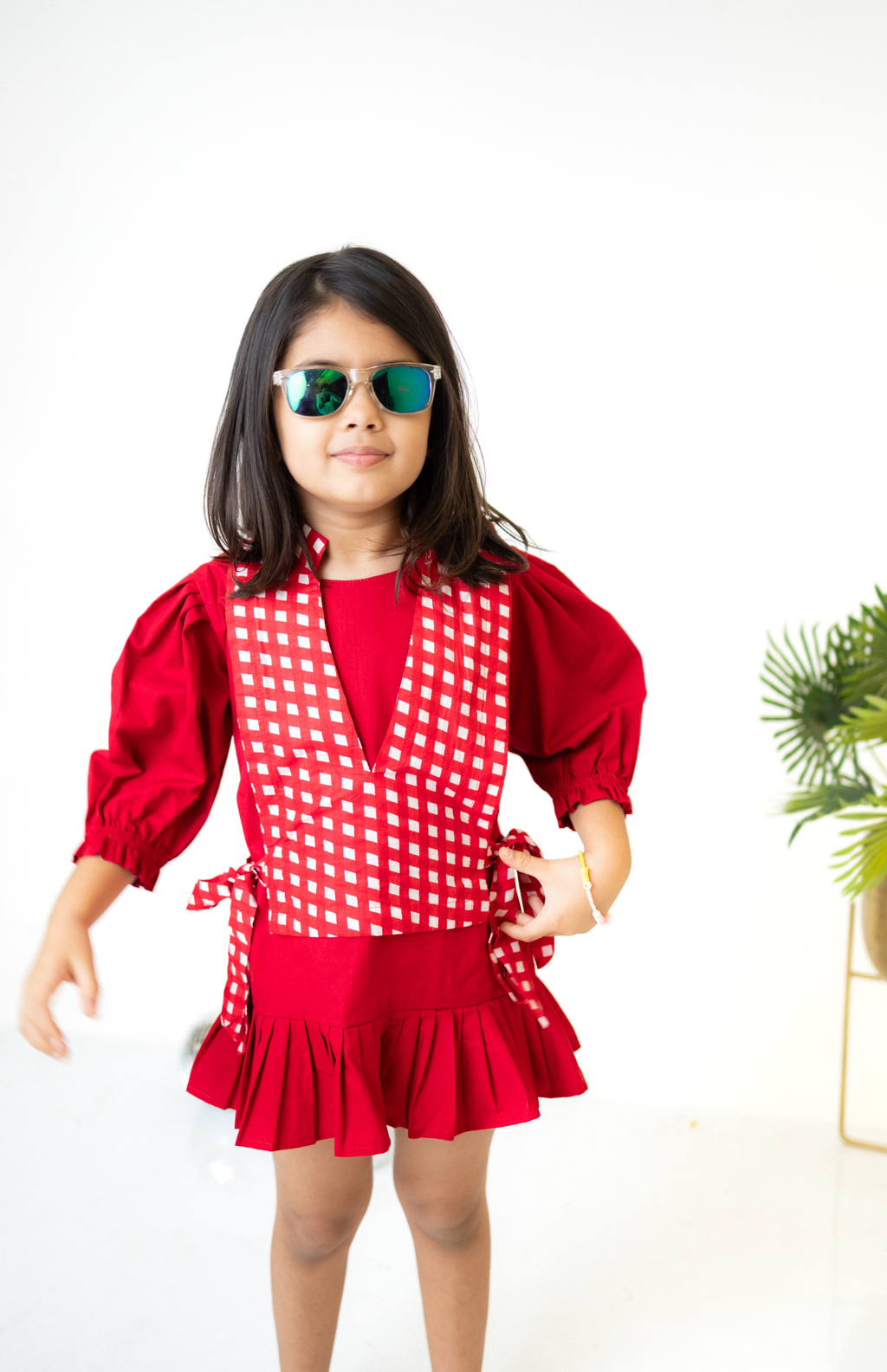 Red Gingham Playful Party Dress