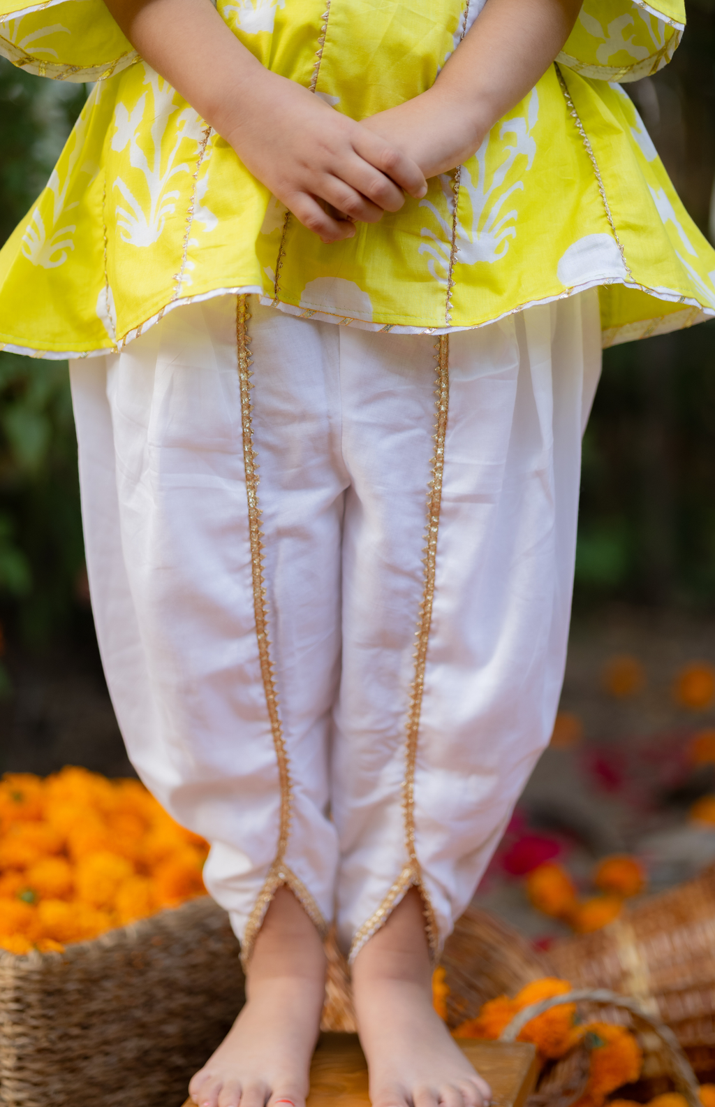 Yellow Twirl-Ready Kurti & Tulip pant Set
