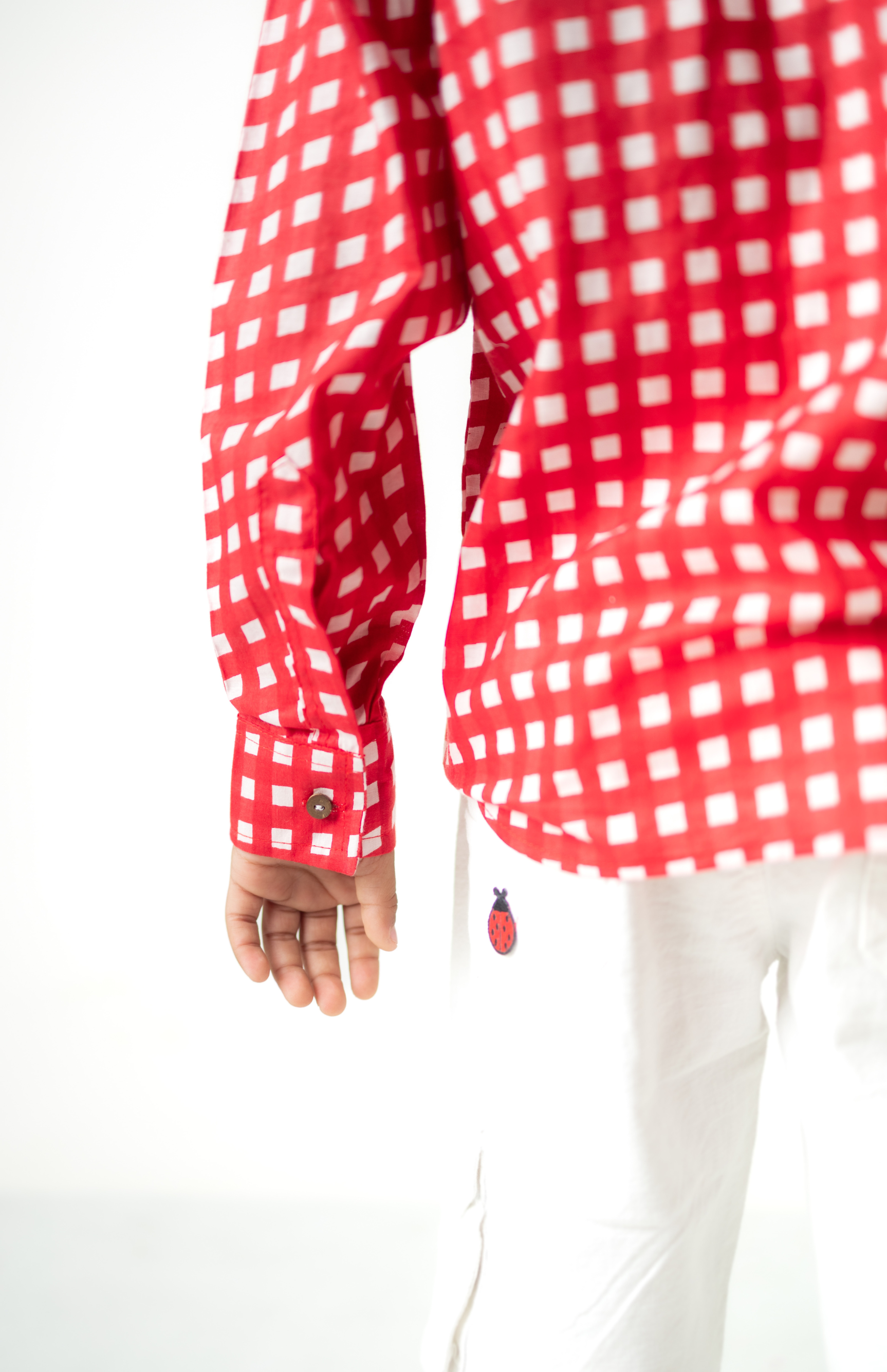 Red Gingham Check Boys Shirt