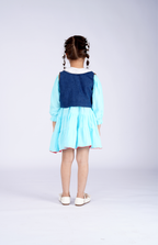 Aqua Tiered Dress with Ladybug Waistcoat