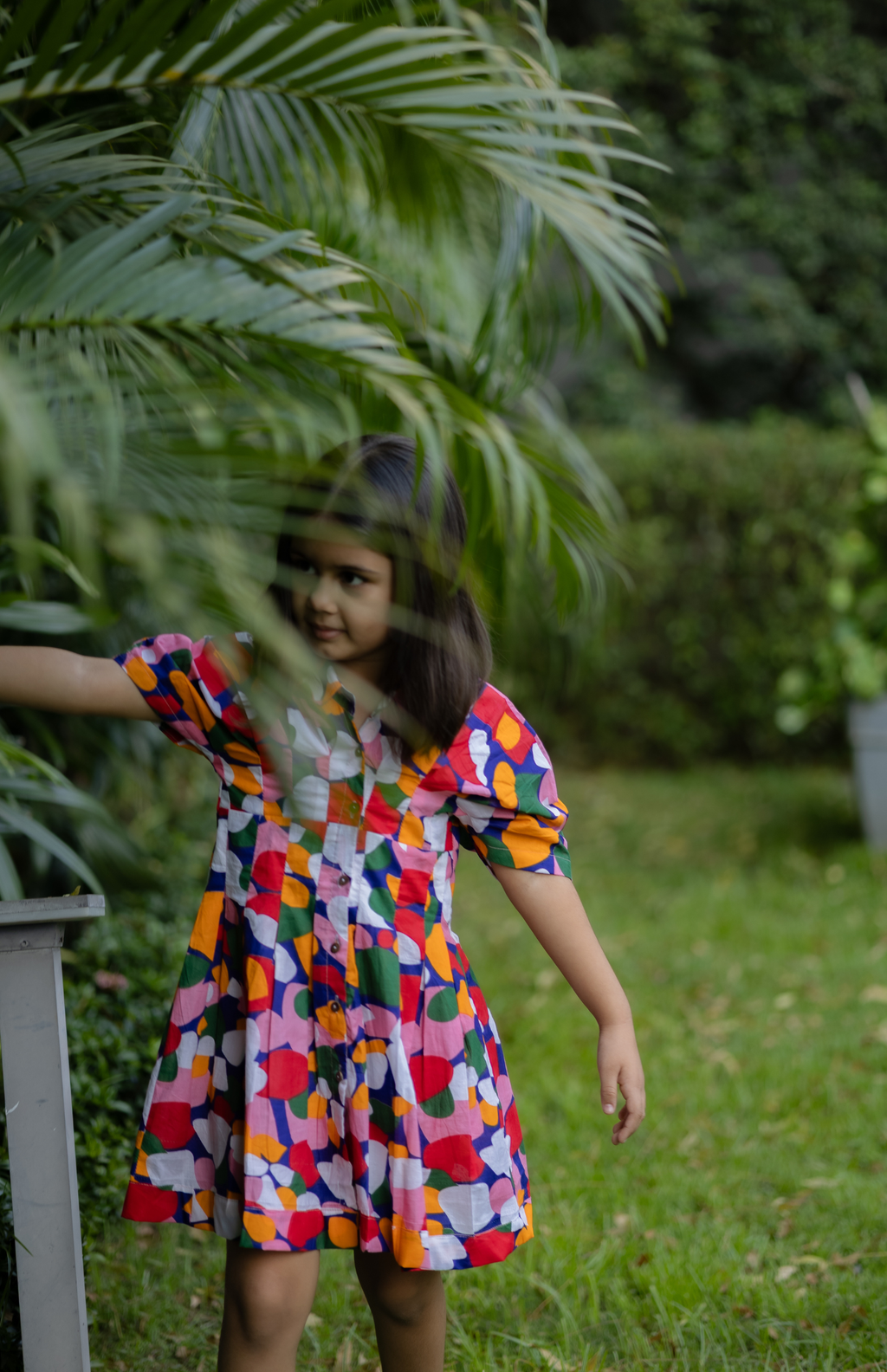 Multicolor Abstract rainbow-Sleeve Dress