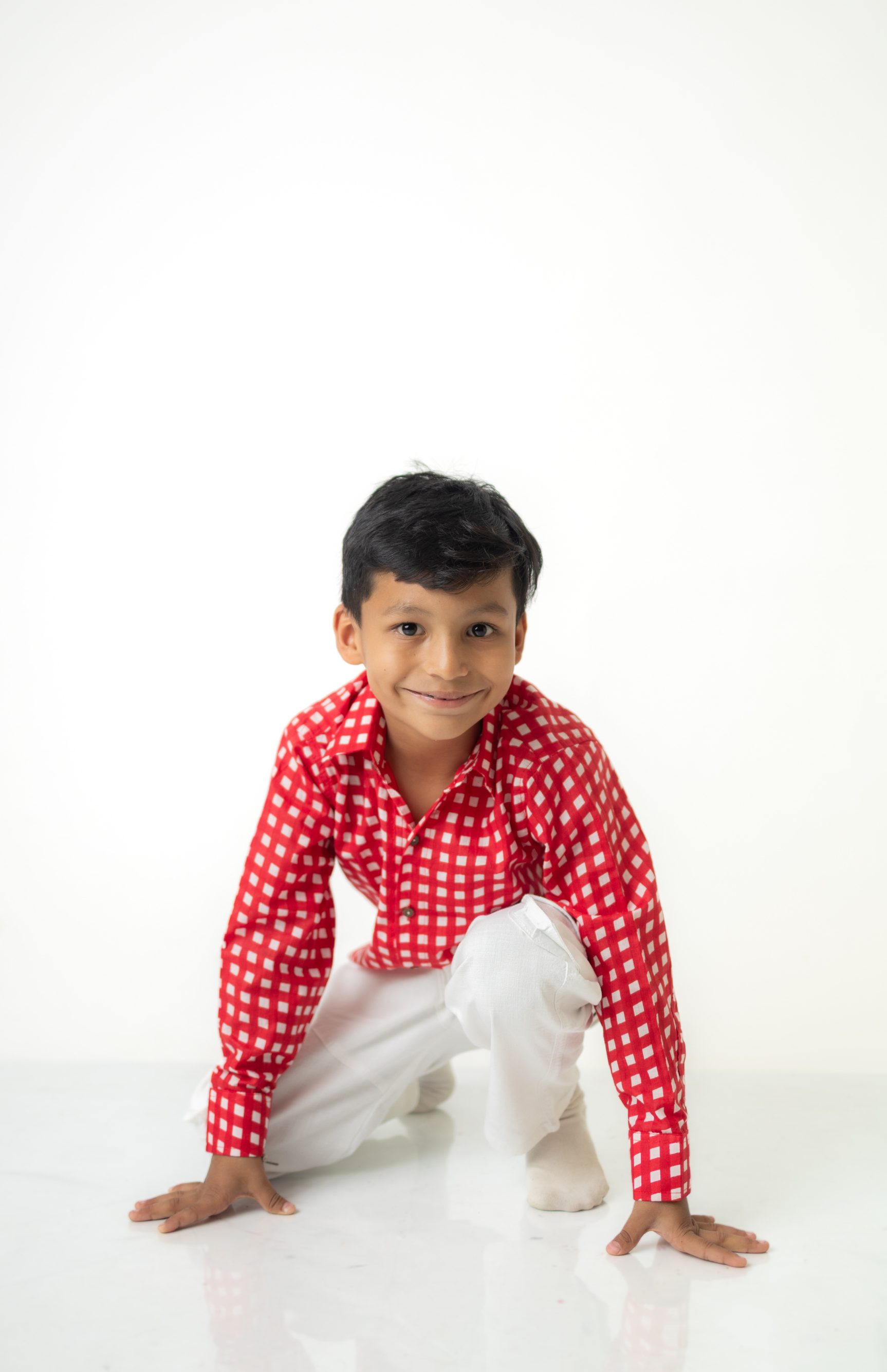 Red Gingham Check Boys Shirt