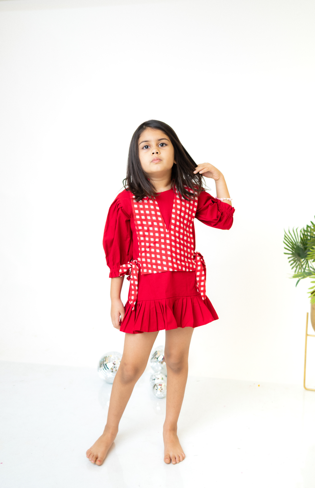 Red Gingham Playful Party Dress