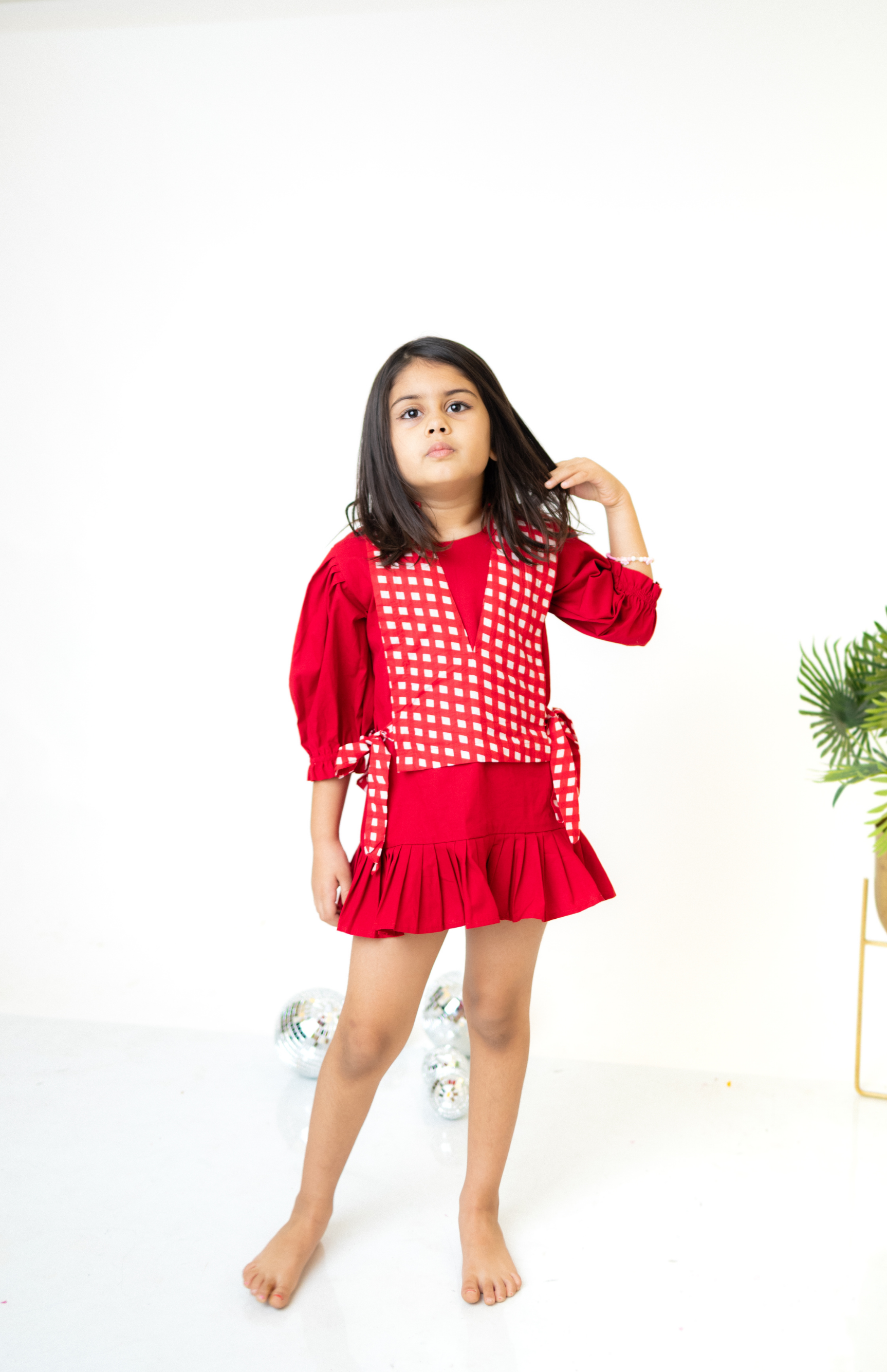 Red Gingham Playful Party Dress