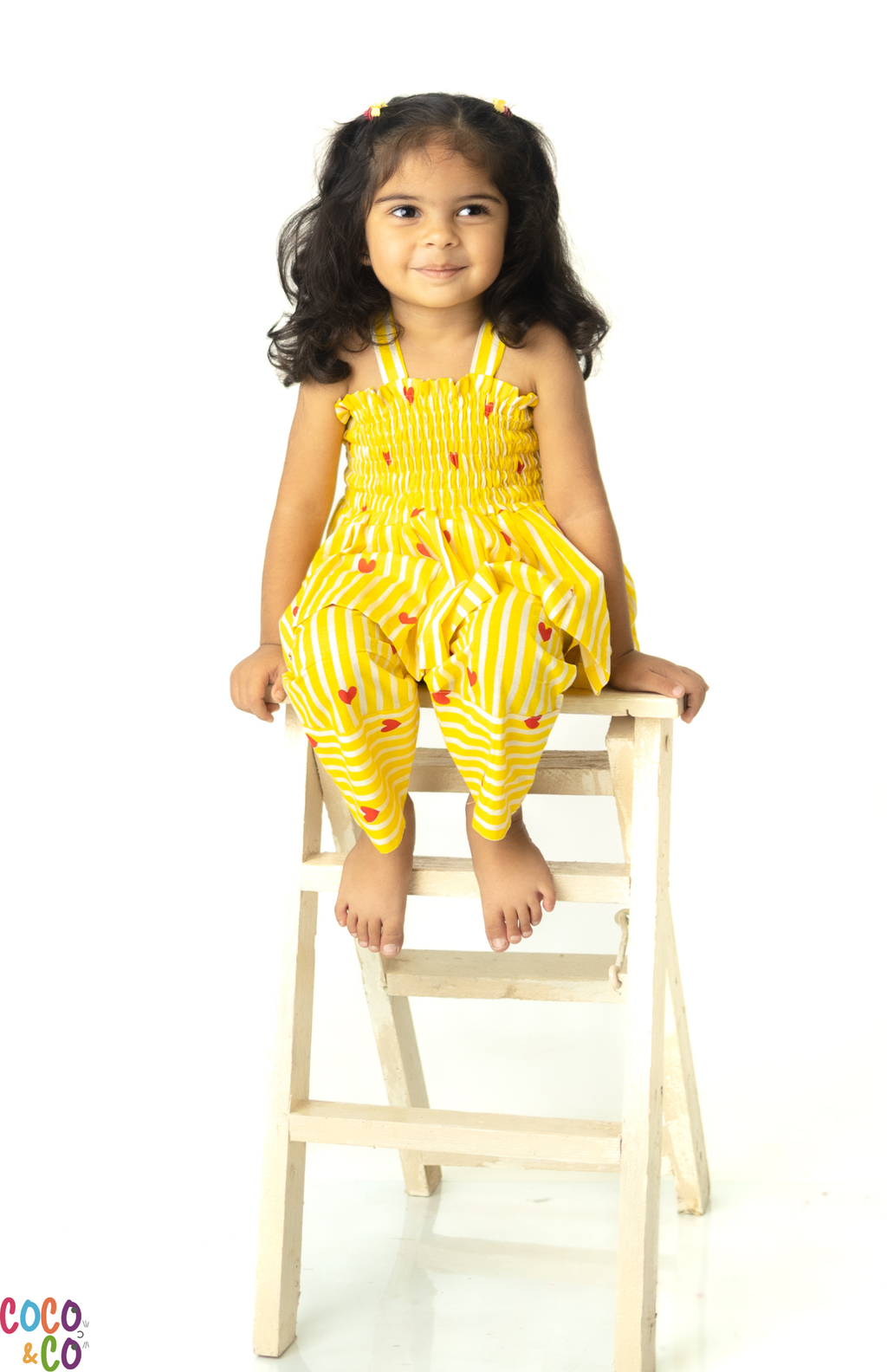 Bright Yellow Smocked Top & Pants Set