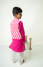 Pink Kurta & Printed Jacket Set for Boys