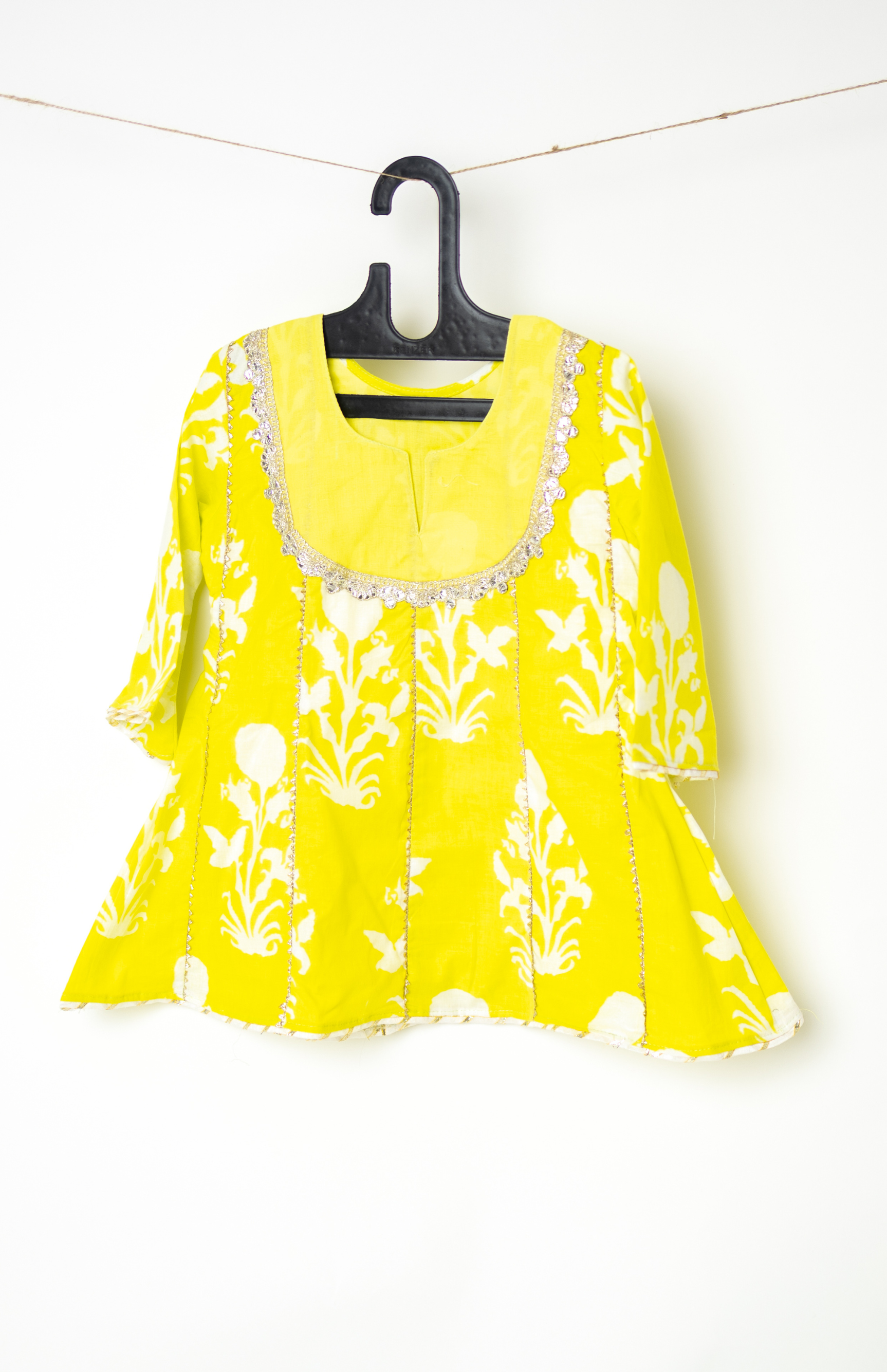 Yellow Twirl-Ready Kurti & Tulip pant Set