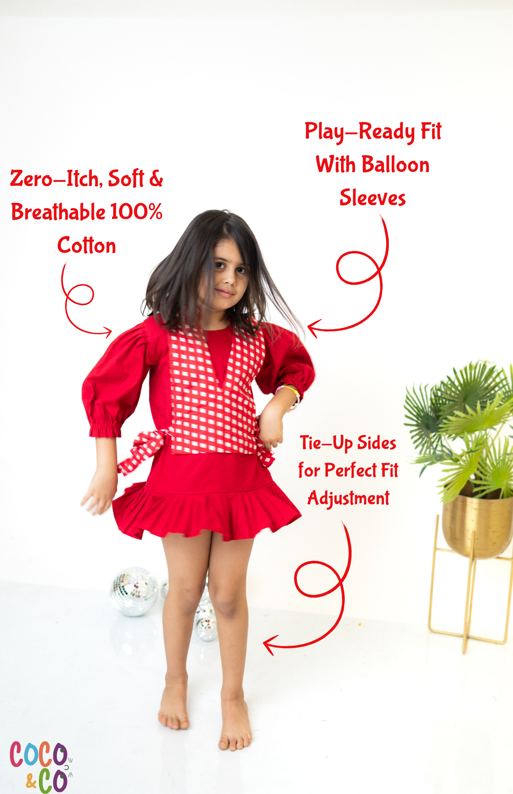 Red Gingham Playful Party Dress