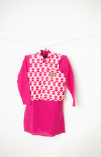 Pink Kurta & Printed Jacket Set for Boys