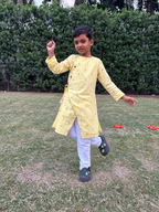 Sunshine Charm Yellow Embroidered Mul Chanderi Angrakha Kurta