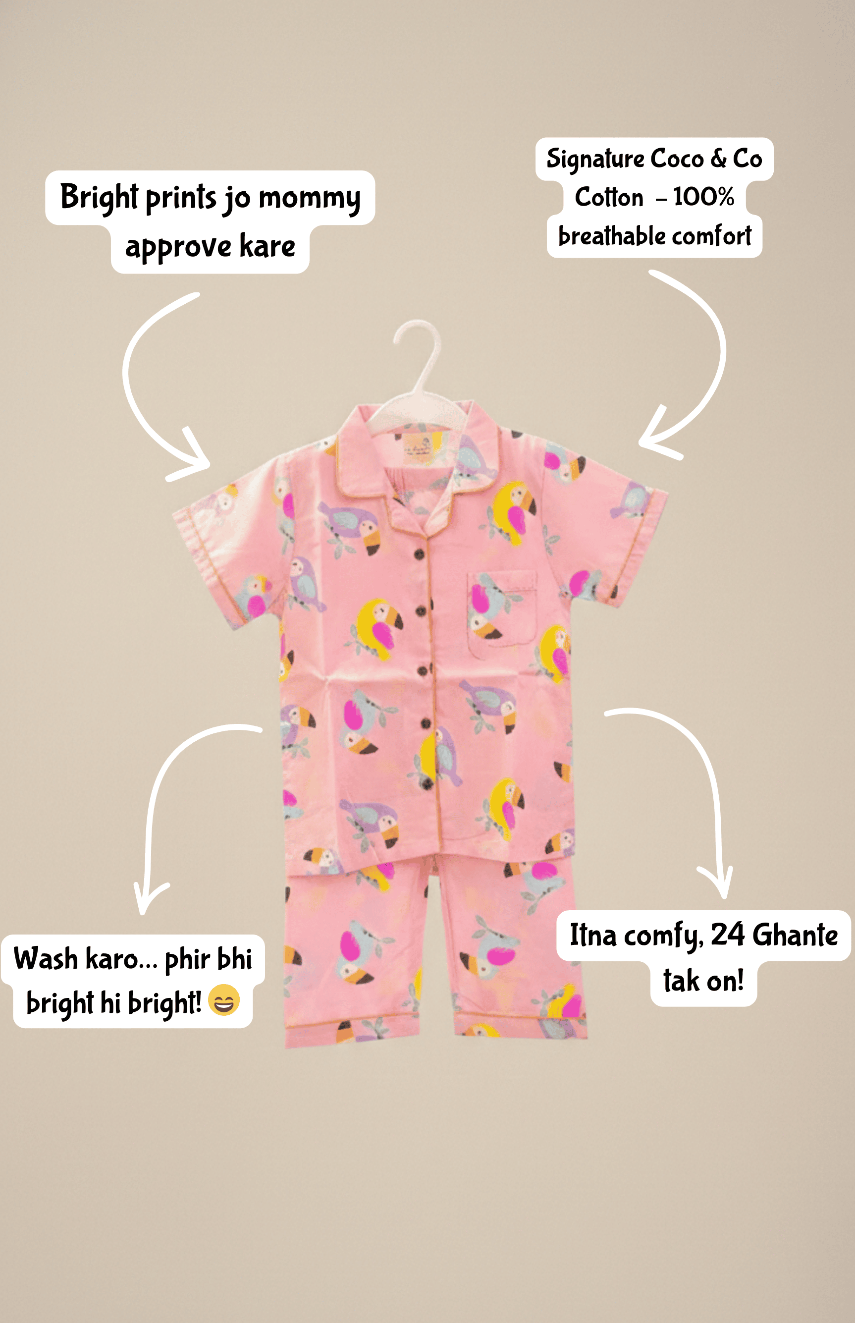 Pink Toucan Pajama Set