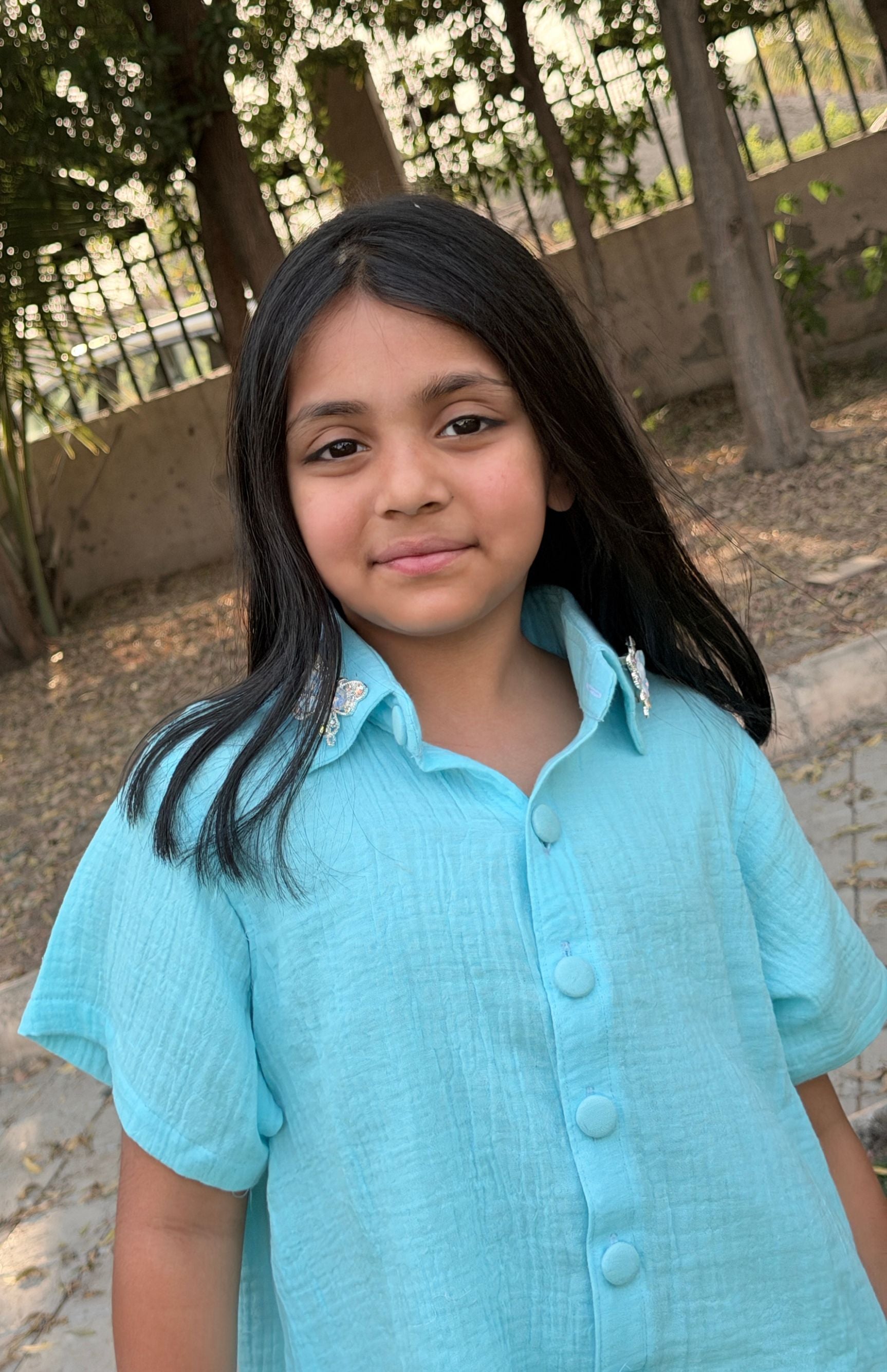 Aqua Breeze Butterfly High-Low Shirt